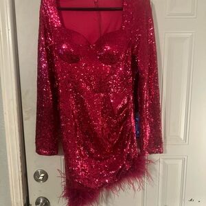 Elegant Pink Sequin Maxi Dress